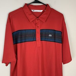 Travis Mathew Polo Shirt Mens XL Red Striped Lightweight Golf Outdoors
